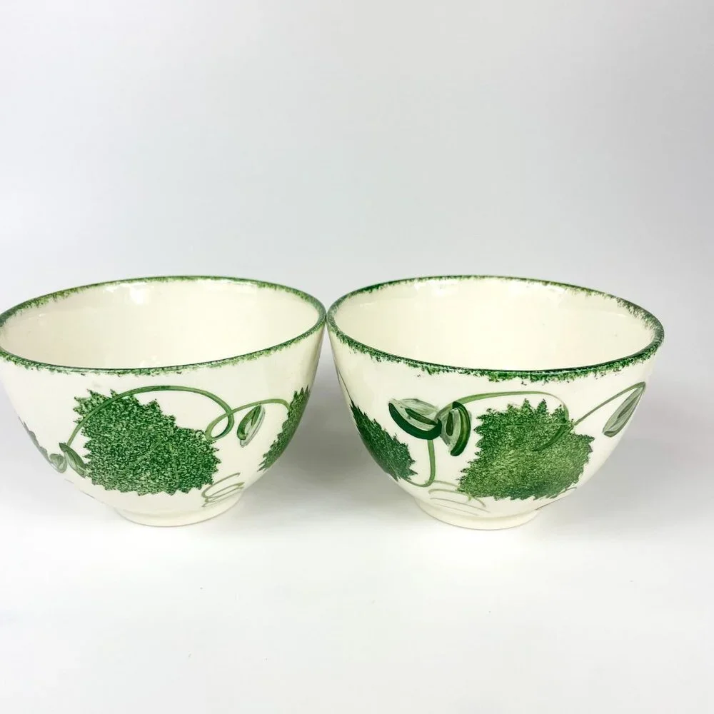 Poole Pottery Green Leaf Breakfast Cup and Saucer 2 sets